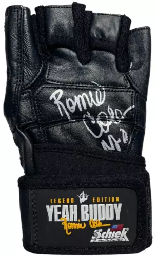 RONNIE COLEMAN SIGNED BODYBUILDING GLOVE OLYMPIA SCHIEK WEIGHTLIFTING MR O JSA COLLECTIBLE MEMORABILIA