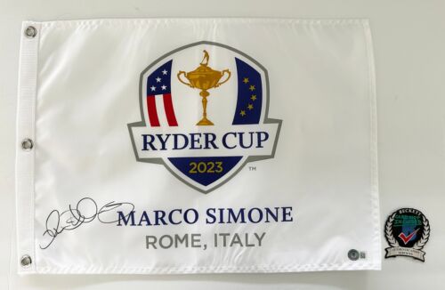 RORY MCILROY SIGNED GOLF FLAG 2023 RYDER CUP BECKETT BAS 5 COA COLLECTIBLE MEMORABILIA