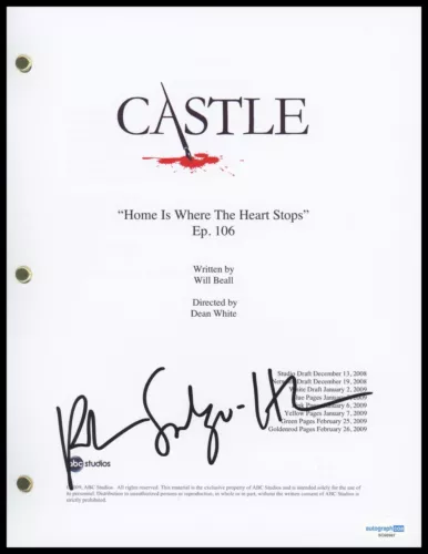RUBEN SANTIAGO-HUDSON “CASTLE” SIGNED ‘HOME IS WHERE THE HEART STOPS’ SCRIPT COLLECTIBLE MEMORABILIA