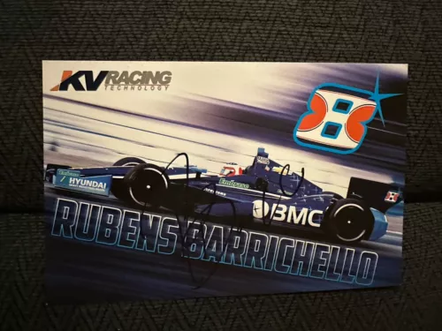 RUBENS BARRICHELLO INDY 500 SIGNED CAR PROMO HERO CARD INDIANAPOLIS WIN 2013 COLLECTIBLE MEMORABILIA