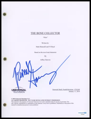 RUSSELL HORNSBY “LINCOLN RHYME: HUNT FOR THE BONE COLLECTOR” SIGNED PILOT SCRIPT COLLECTIBLE MEMORABILIA