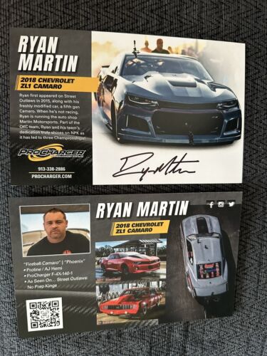 RYAN MARTIN SIGNED STREET OUTLAWS PROMO CARD 2023 PRI SHOW PRO CHARGER COLLECTIBLE MEMORABILIA