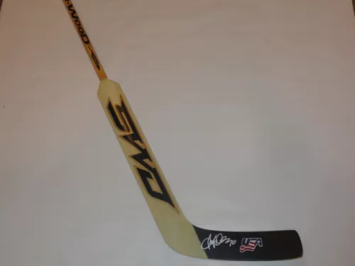 RYAN MILLER SIGNED GOALIE STICK TEAM USA HOCKEY VANCOUVER CANUCKS PROOF
