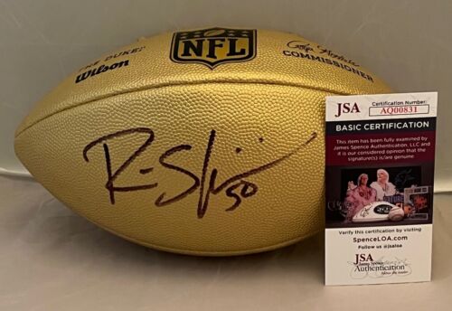RYAN SHAZIER PITTSBURGH STEELERS SIGNED NFL GOLD FOOTBALL AUTOGRAPHED JSA COLLECTIBLE MEMORABILIA