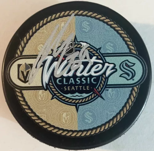 RYKER EVANS SIGNED AUTOGRAPHED SEATTLE KRACKEN WINTER CLASSIC PUCK PSA/DNA COLLECTIBLE MEMORABILIA
