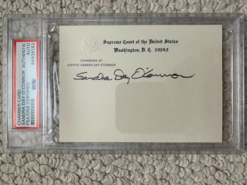 SANDRA DAY O’CONNOR HAND SIGNED SUPREME COURT CARD RARE JSA+PSA SLABBED COLLECTIBLE MEMORABILIA