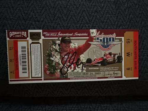 SCOTT DIXON (2008 WINNER) SIGNED INDIANAPOLIS INDY 500 TICKET 2009 RACE FULL COLLECTIBLE MEMORABILIA