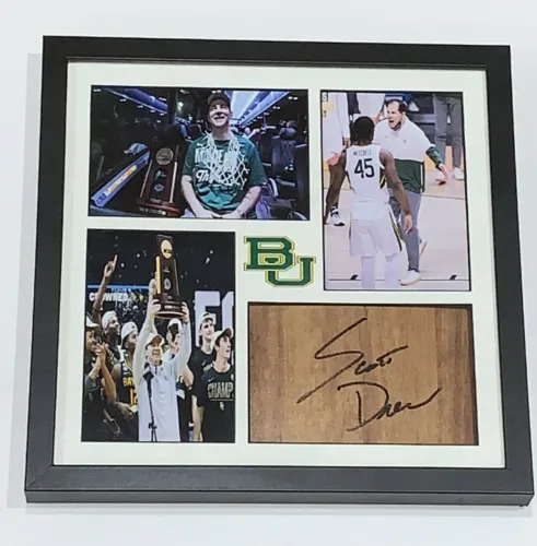 SCOTT DREW SIGNED 12X12 FRAMED FLOORBOARD COLLAGE BAYLOR BEARS 21 CHAMPS PSA COA COLLECTIBLE MEMORABILIA