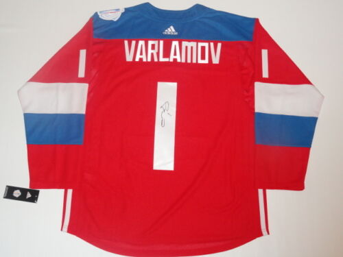 SEMYON VARLAMOV SIGNED 2016 RUSSIA WORLD CUP OF HOCKEY JERSEY LICENSED JSA COA