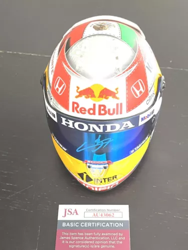 Sergio Checo Perez Hand Signed 1:2 Mini Helmet Redbull Racing F1 JSA Cert #3