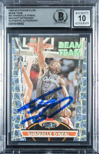 Shaquille O'Neal Signed 1992 Stadium Club Beam Team RC Auto Grade 10 ...