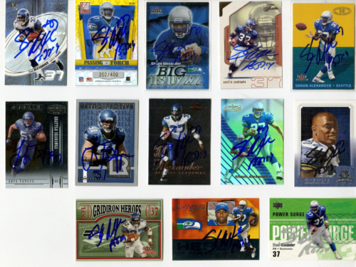 SHAUN ALEXANDER SIGNED SEAHAWKS CARD 2002 UPPER DECK POWER SURGE COLLECTIBLE MEMORABILIA