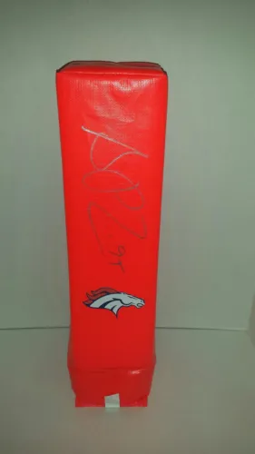 SHAUN PHILLIPS SIGNED DENVER BRONCOS TOUCHDOWN PYLON FOOTBALL COA