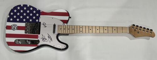 SHINEDOWN SIGNED USA FLAG ELECTRIC GUITAR BRENT SMITH ZACH ERIC 3X JSA COA COLLECTIBLE MEMORABILIA