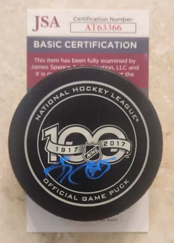Sidney Crosby Signed Official NHL 100 Years Game Puck w/ JSA COA Penguins