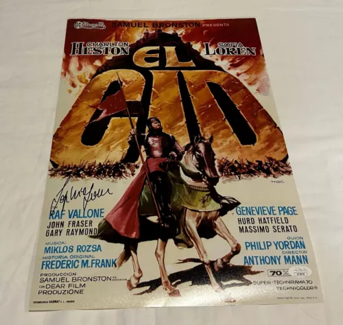 SOPHIA LOREN SIGNED EL CID 12X18 MOVIE POSTER JSA COLLECTIBLE MEMORABILIA