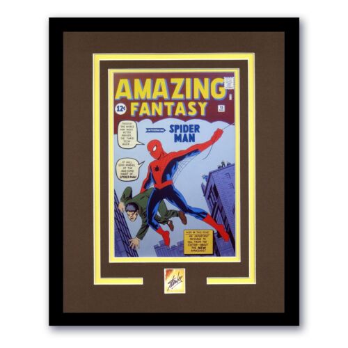 STAN LEE “SPIDER-MAN” SIGNED ‘AMAZING FANTASY #15’ PHOTO FRAMED 11×14 DISPLAY B COLLECTIBLE MEMORABILIA