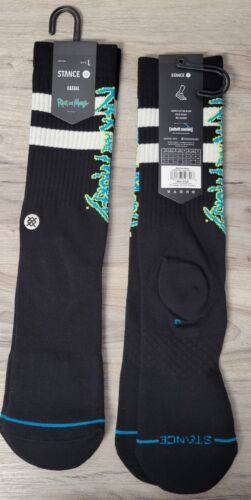 STANCE X RICK AND MORTY MEN CREW SOCKS SIZE LARGE 9-13 CUSHIONED FREE SHIPPING COLLECTIBLE MEMORABILIA