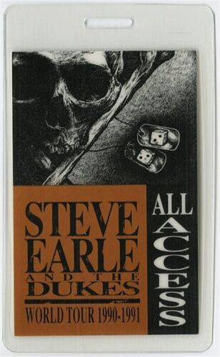 Steve Earle 1990 The Hard Way concert tour All Access Laminated ...