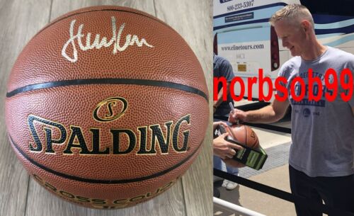STEVE KERR CHICAGO BULLS WARRIORS SIGNED SPALDING BASKETBALL W/PROOF BECKETT COA COLLECTIBLE MEMORABILIA