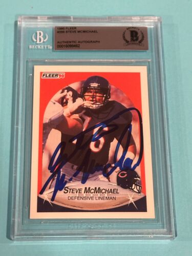 STEVE MCMICHAEL SIGNED 1990 FLEER CARD #296 BECKETT AUTHENTICATED BAS COLLECTIBLE MEMORABILIA