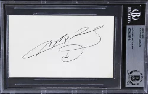 SUGAR RAY LENOARD AUTHENTIC SIGNED 3×5 INDEX CARD AUTOGRAPHED BAS SLABBED 3 COLLECTIBLE MEMORABILIA
