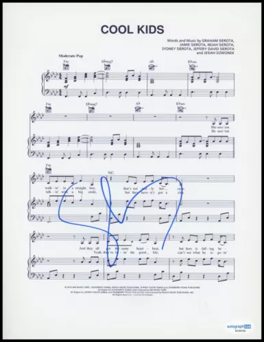SYDNEY SIEROTA “ECHOSMITH” AUTOGRAPH SIGNED ‘COOL KIDS’ 8.5×11 SHEET MUSIC ACOA COLLECTIBLE MEMORABILIA
