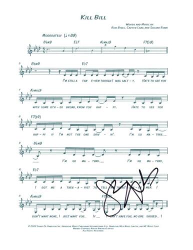 SZA SIGNED AUTOGRAPH KILL BILL SHEET MUSIC – SEE.SZA.RUN S Z CTRL SOS COLLECTIBLE MEMORABILIA