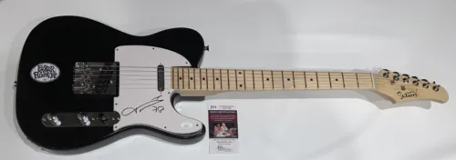 TAIME DOWNE SIGNED BLACK ELECTRIC GUITAR FASTER PUSSYCAT JSA COA COLLECTIBLE MEMORABILIA