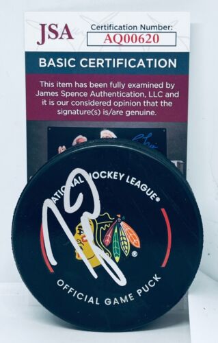 TAYLOR HALL SIGNED CHICAGO BLACKHAWKS OFFICIAL GAME PUCK AUTOGRAPHED JSA COLLECTIBLE MEMORABILIA