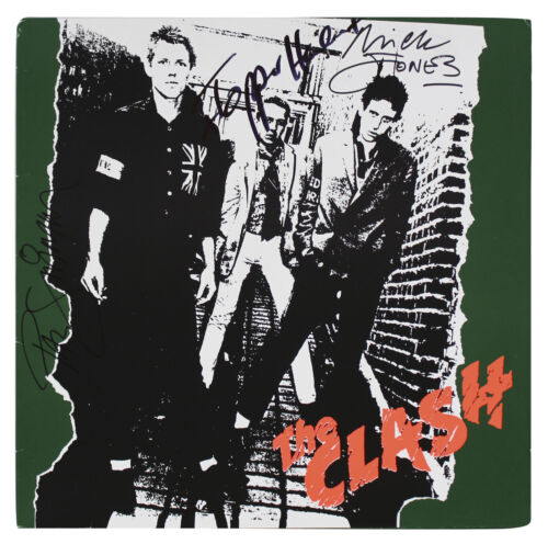 THE CLASH (3) JONES, SIMMON, & HEADON SIGNED SELF TITLED ALBUM COVER BAS #A54019 COLLECTIBLE MEMORABILIA