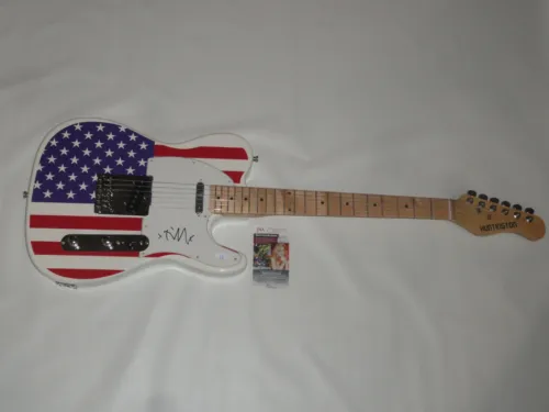 TIM MCILRATH SIGNED USA FLAG ELECTRIC GUITAR RISE AGAINST PROOF JSA COA COLLECTIBLE MEMORABILIA