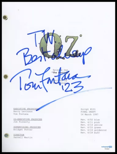 TOM FONTANA “OZ” CREATOR AUTOGRAPH SIGNED COMPLETE PILOT EPISODE SCRIPT ACOA COLLECTIBLE MEMORABILIA