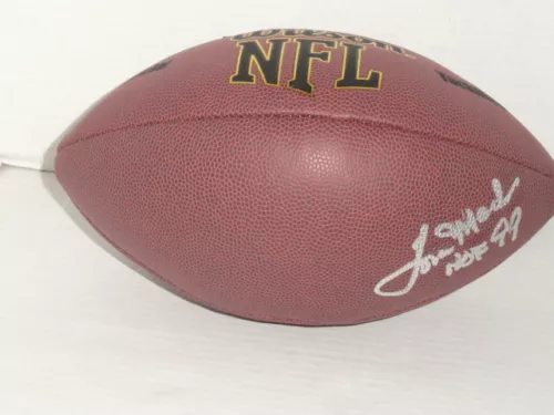 TOM MACK SIGNED NFL FOOTBALL LOS ANGELES RAMS HOF AUTOGRAPHED