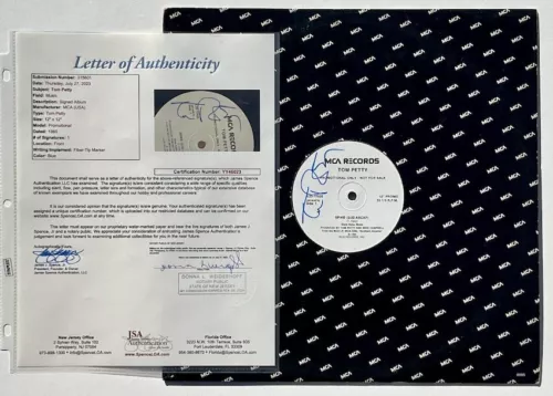 TOM PETTY SPIKE SIGNED AUTOGRAPH WHITE LABEL PROMOTIONAL ALBUM RECORD VINYL JSA COLLECTIBLE MEMORABILIA