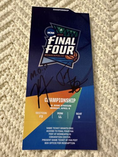 TONY BENNETT, KYLE GUY (MOP) SIGNED 2019 FINAL FOUR CHAMPIONSHIP TICKET VIRGINIA COLLECTIBLE MEMORABILIA