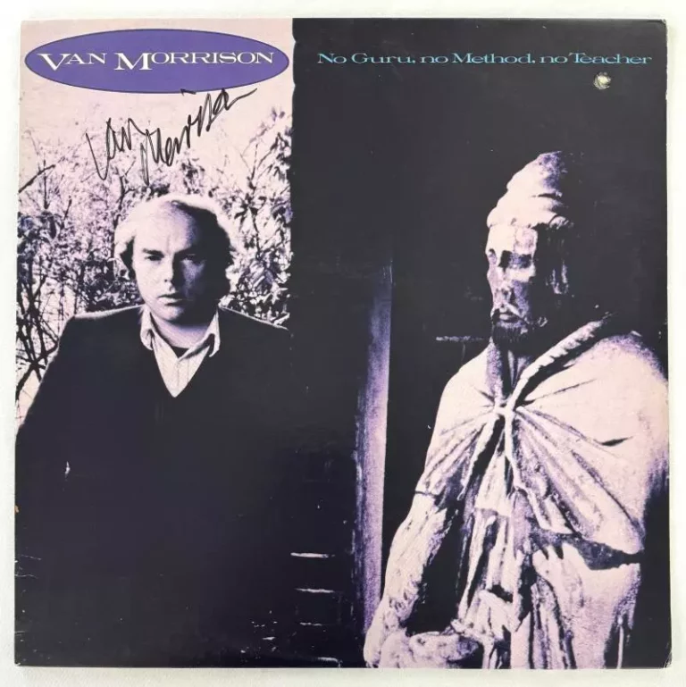 VAN MORRISON SIGNED AUTOGRAPH ALBUM RECORD LP NO GURU NO METHOD NO TEACHER BAS COLLECTIBLE MEMORABILIA