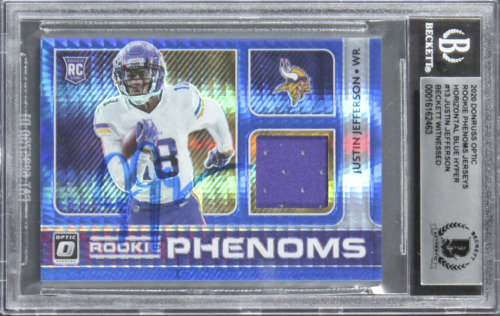 VIKINGS JUSTIN JEFFERSON SIGNED 2020 DONRUSS OPTIC #13 CARD BAS SLABBED 1 COLLECTIBLE MEMORABILIA