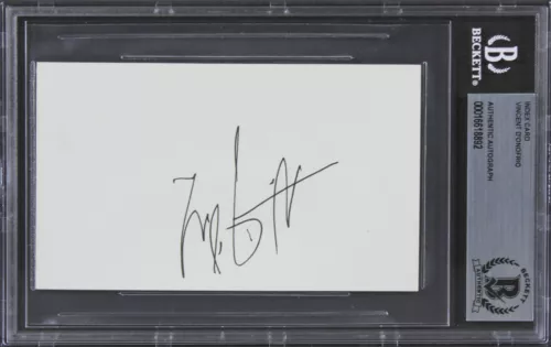 VINCENT D’ONOFRIO FULL METAL JACKET AUTHENTIC SIGNED 3×5 INDEX CARD BAS SLABBED COLLECTIBLE MEMORABILIA