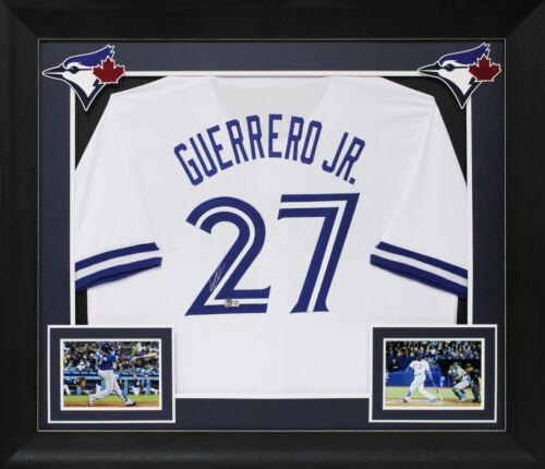 VLADIMIR GUERRERO JR. AUTHENTIC SIGNED WHITE PRO STYLE FRAMED JERSEY BAS WITNESS COLLECTIBLE MEMORABILIA