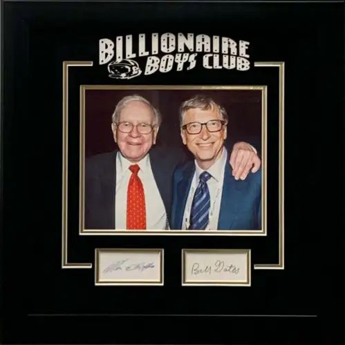 WARREN BUFFETT BILL GATES RARE SIGNED AUTOGRAPH 19×19 FRAMED PHOTO DISPLAY JSA COLLECTIBLE MEMORABILIA