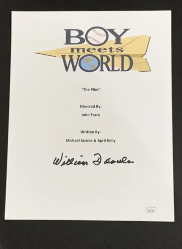 WILLIAM DANIELS SIGNED BOY MEETS WORLD PILOT SCRIPT MR. FEENY JSA COA