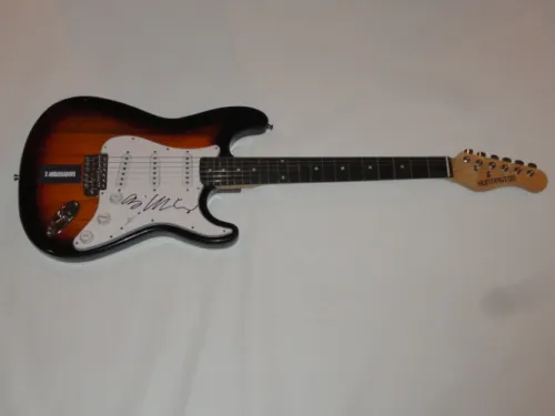 X AMBASSADORS SIGNED SUNBURST ELECTRIC GUITAR SAM HARRIS CASEY ADAM 3X JSA COA COLLECTIBLE MEMORABILIA