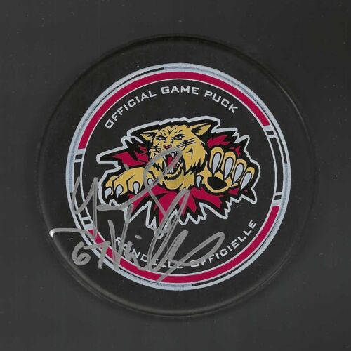 YANNICK VEILLEUX SIGNED MONCTON WILDCATS OFFICIAL GAME PUCK COLLECTIBLE MEMORABILIA