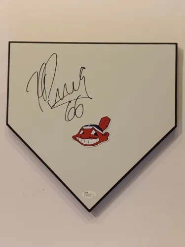 YASIEL PUIG SIGNED HOME PLATE CLEVELAND INDIANS FULL SIGNATURE JSA COA