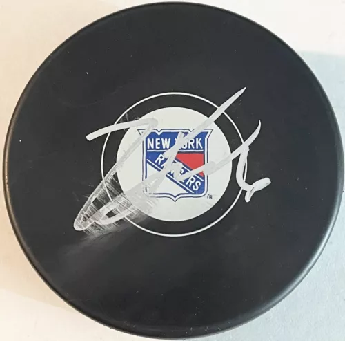 ZAC JONES SIGNED AUTOGRAPHED NEW YORK RANGERS LOGO PUCK PSA/DNA COLLECTIBLE MEMORABILIA