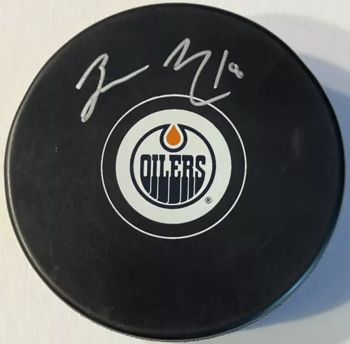 ZACH HYMAN SIGNED AUTOGRAPHED EDMONTON OILERS LOGO HOCKEY PUCK PSA/DNA COLLECTIBLE MEMORABILIA