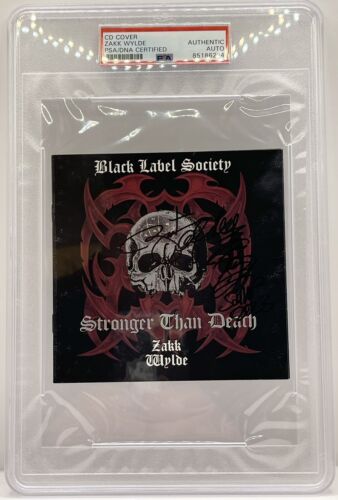 ZAKK WYLDE SIGNED AUTO STRONGER THAN DEATH BLACK LABEL CD COVER PSA/DNA SLABBED COLLECTIBLE MEMORABILIA