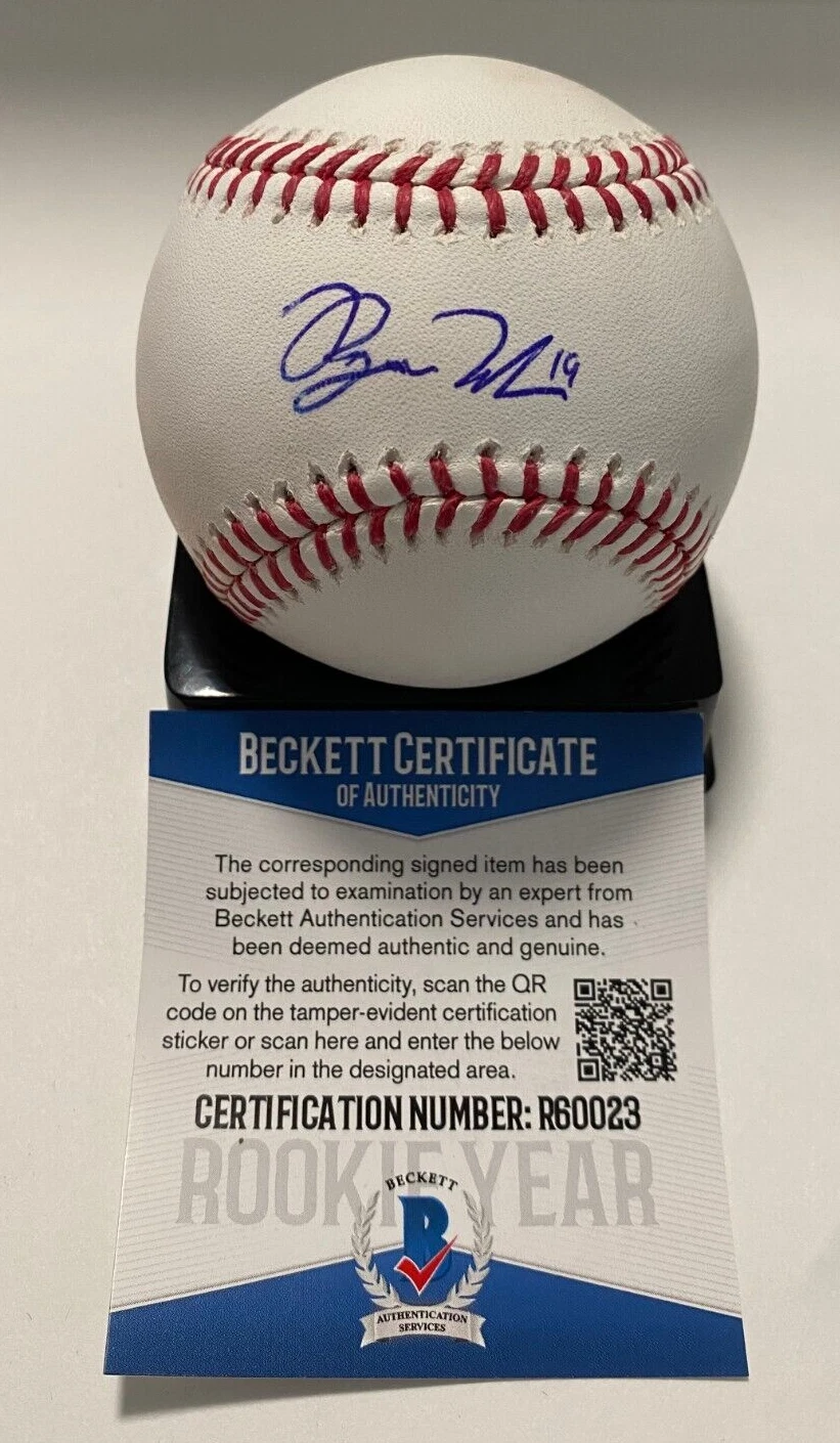 RYAN NODA OAKLAND A'S SIGNED AUTOGRAPHED M.L. BASEBALL BECKETT