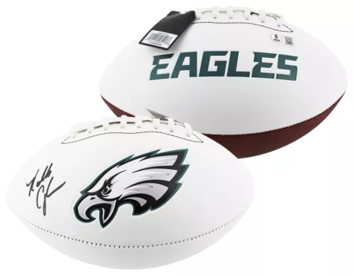 EAGLES RANDAL CUNNINGHAM SIGNED FRANKLIN WHITE PANEL LOGO FOOTBALL BAS WITNESSED COLLECTIBLE MEMORABILIA